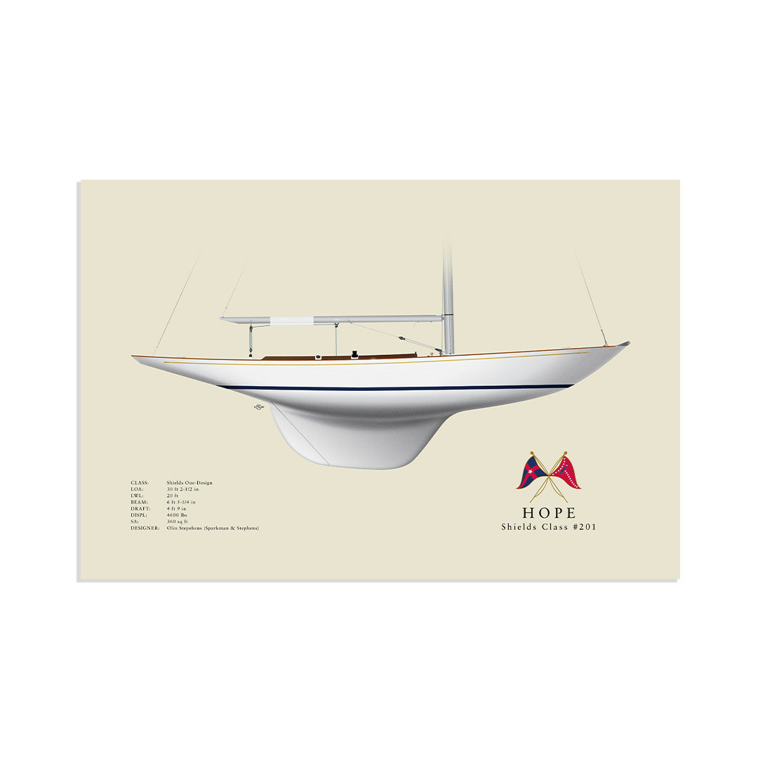 Shields One-Design Custom Half Hull Print