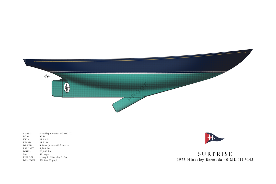 Surprise - Hinckley Bermuda 40 MKIII - Flush Deck Half Hull Print