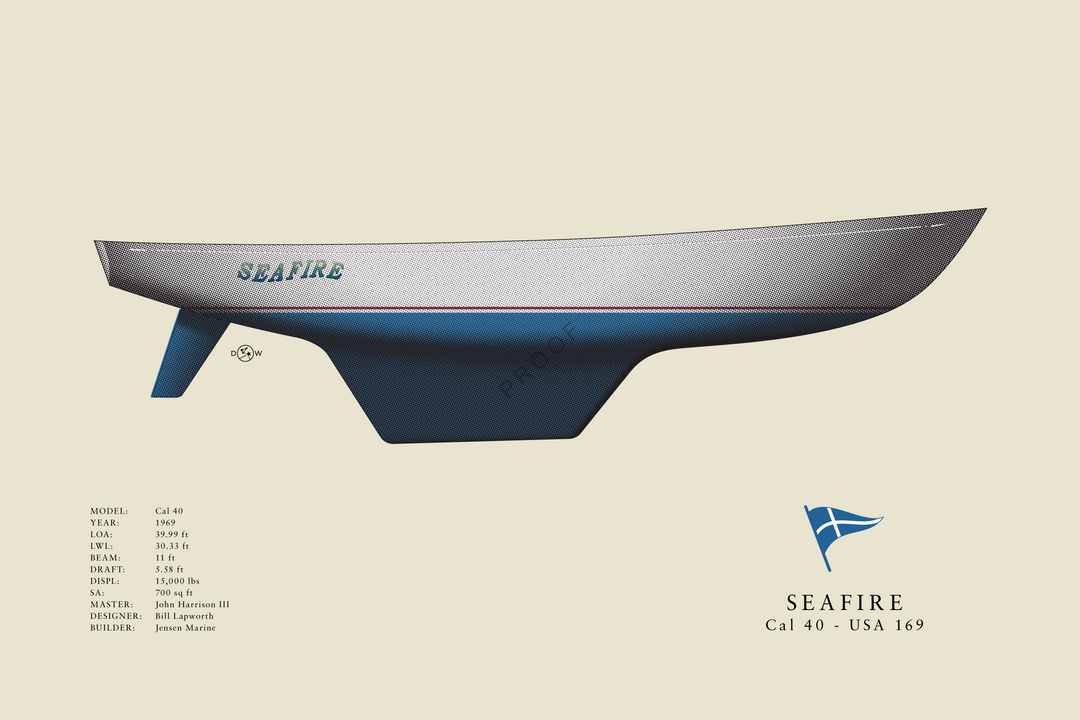 Seafire - Cal 40 - Flush Deck Half Hull Print