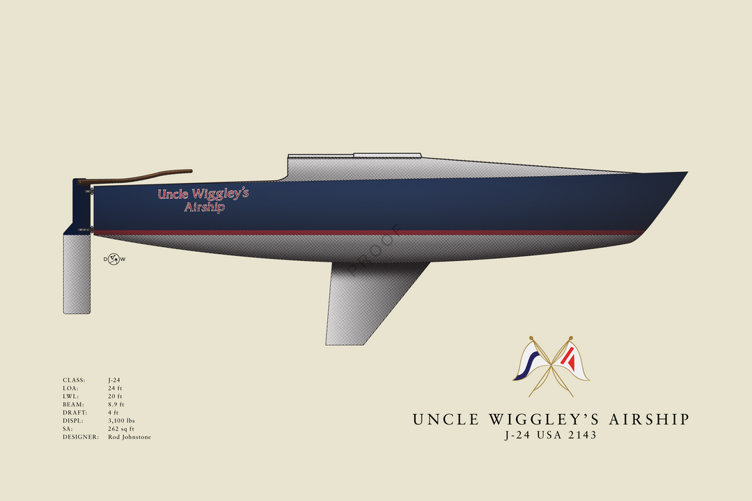 Uncle Wiggley's Airship - J24 - Flush Deck Half Hull Print