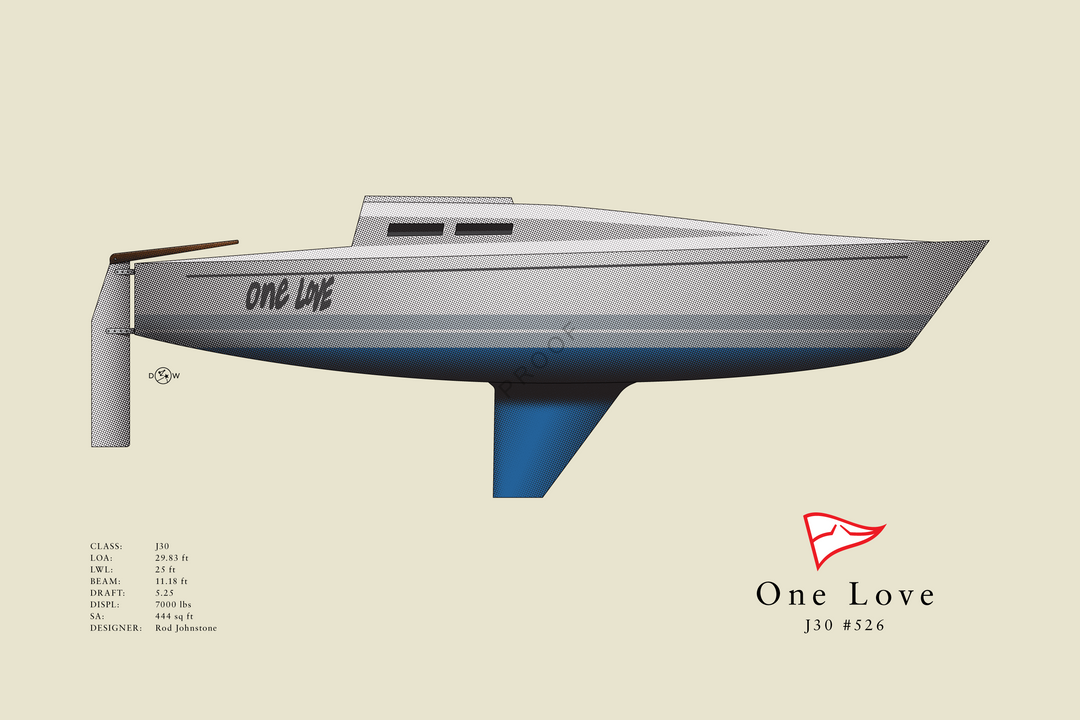 One Love - J30 - Flush Deck Half Hull Print