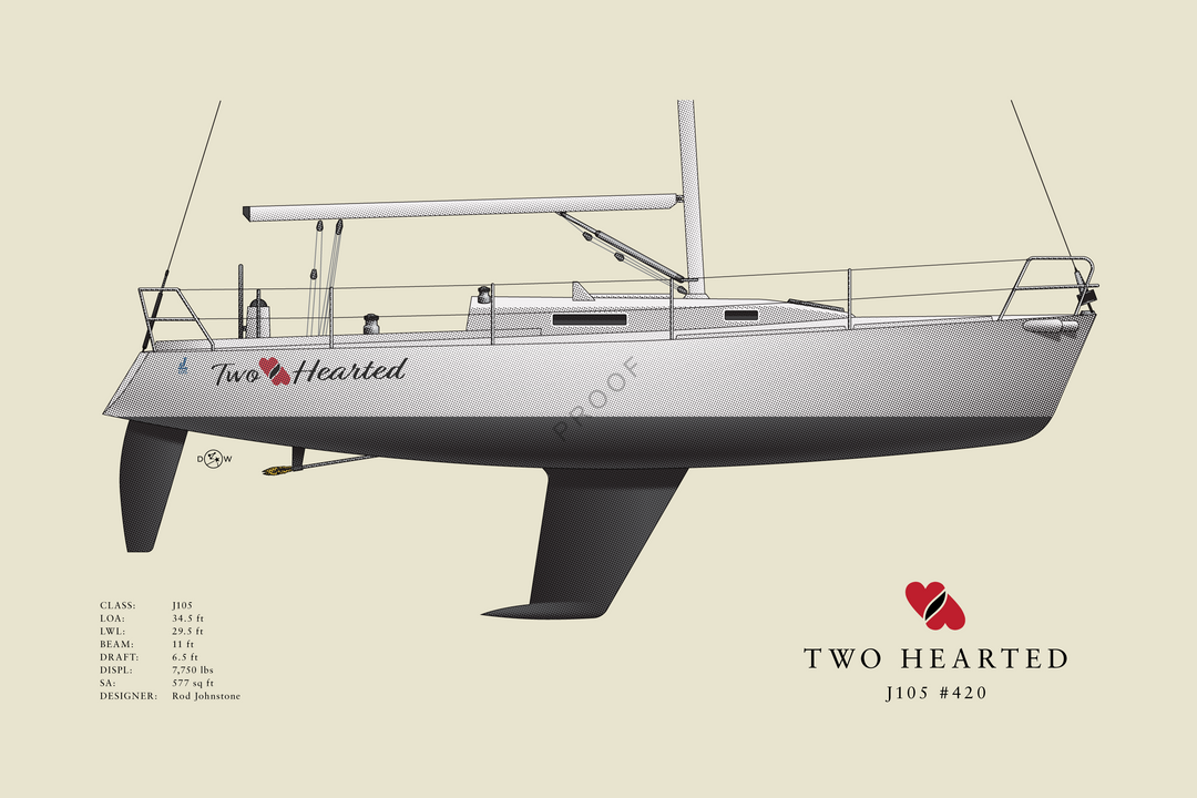 Two Hearted - J105 - Half Hull Print With Deck Details