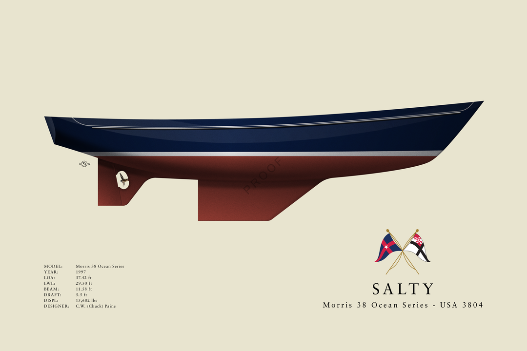 Salty - Morris 38 Ocean Series - 2024 Edition Flush Deck Half Hull Print
