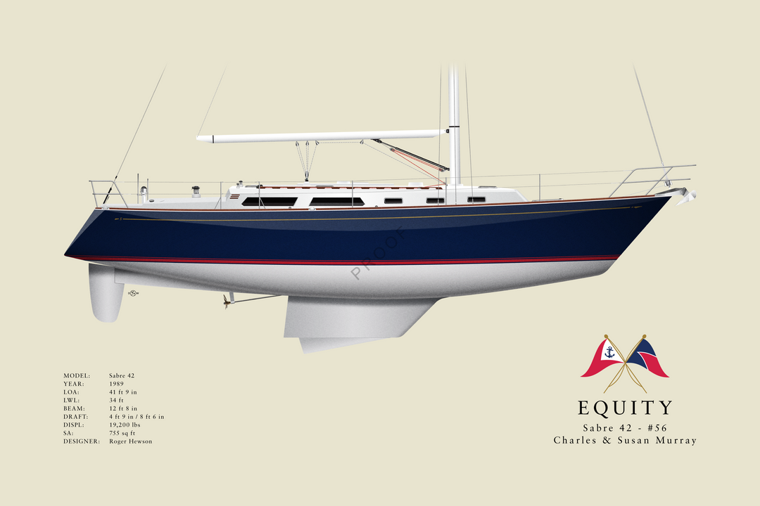 Sabre 42 - Equity - Custom Half Hull Print With Deck Details