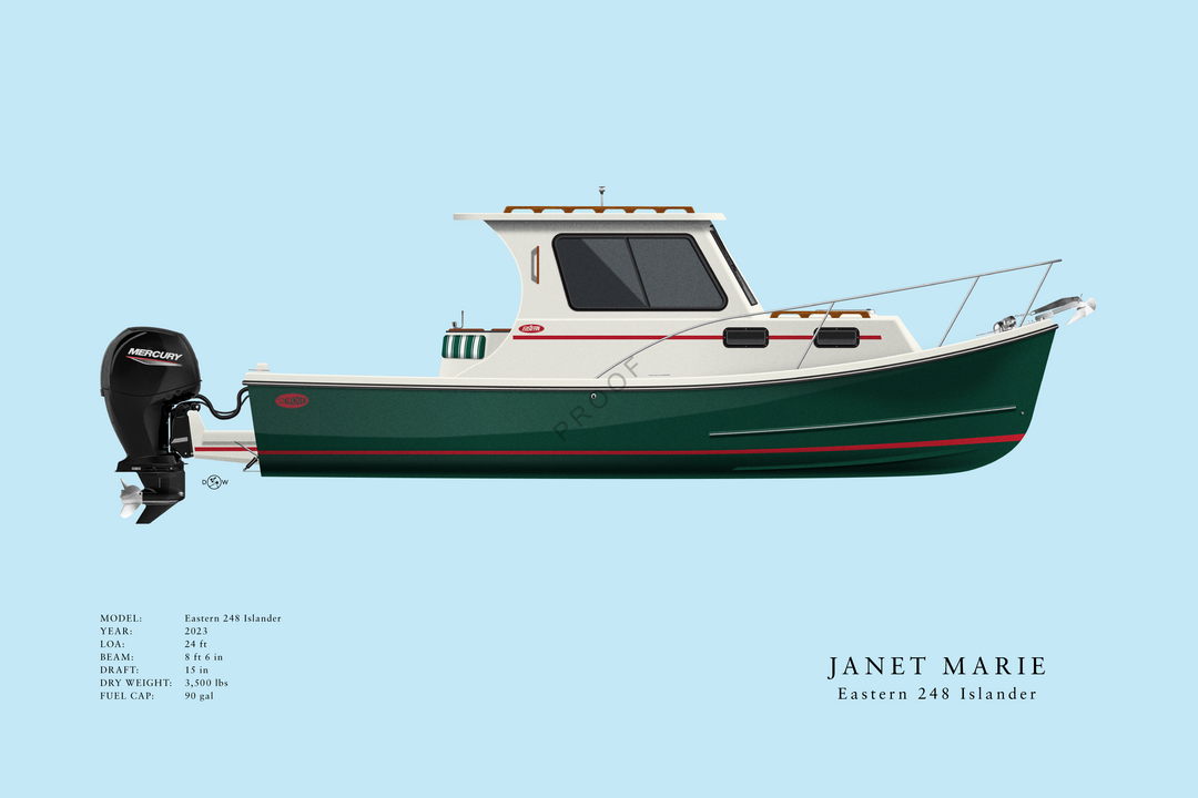 Janet Marie - Eastern 248 Islander - Custom Half Hull Print With Deck Details