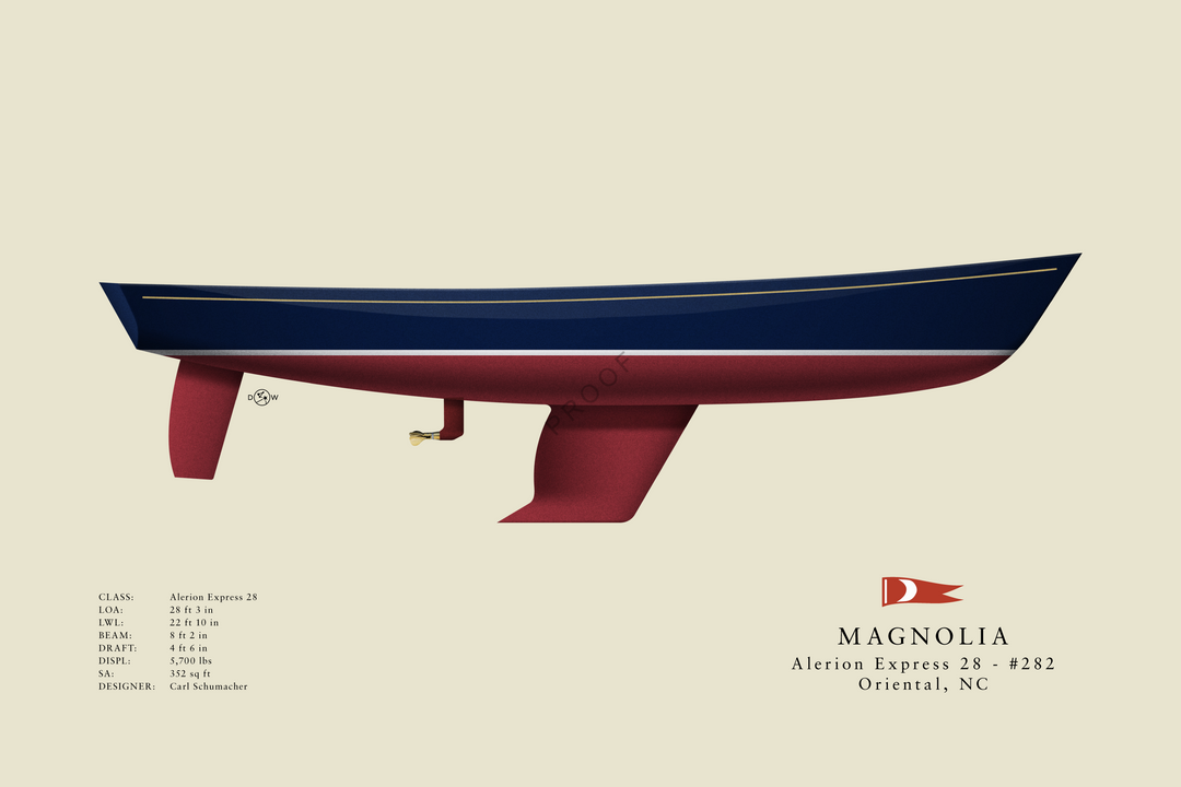 Magnolia - Alerion Express 28 - Flush Deck Custom Half Hull Print