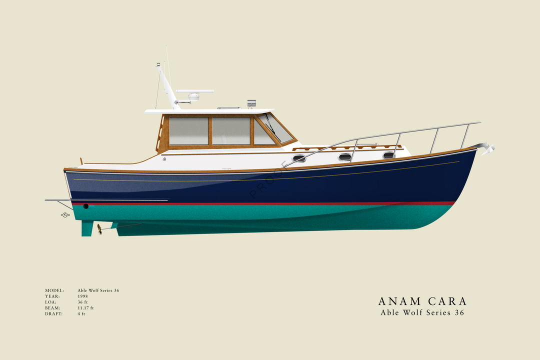 Anam Cara - Able Wolf Series 36 - Custom Half Hull Print With Deck Details