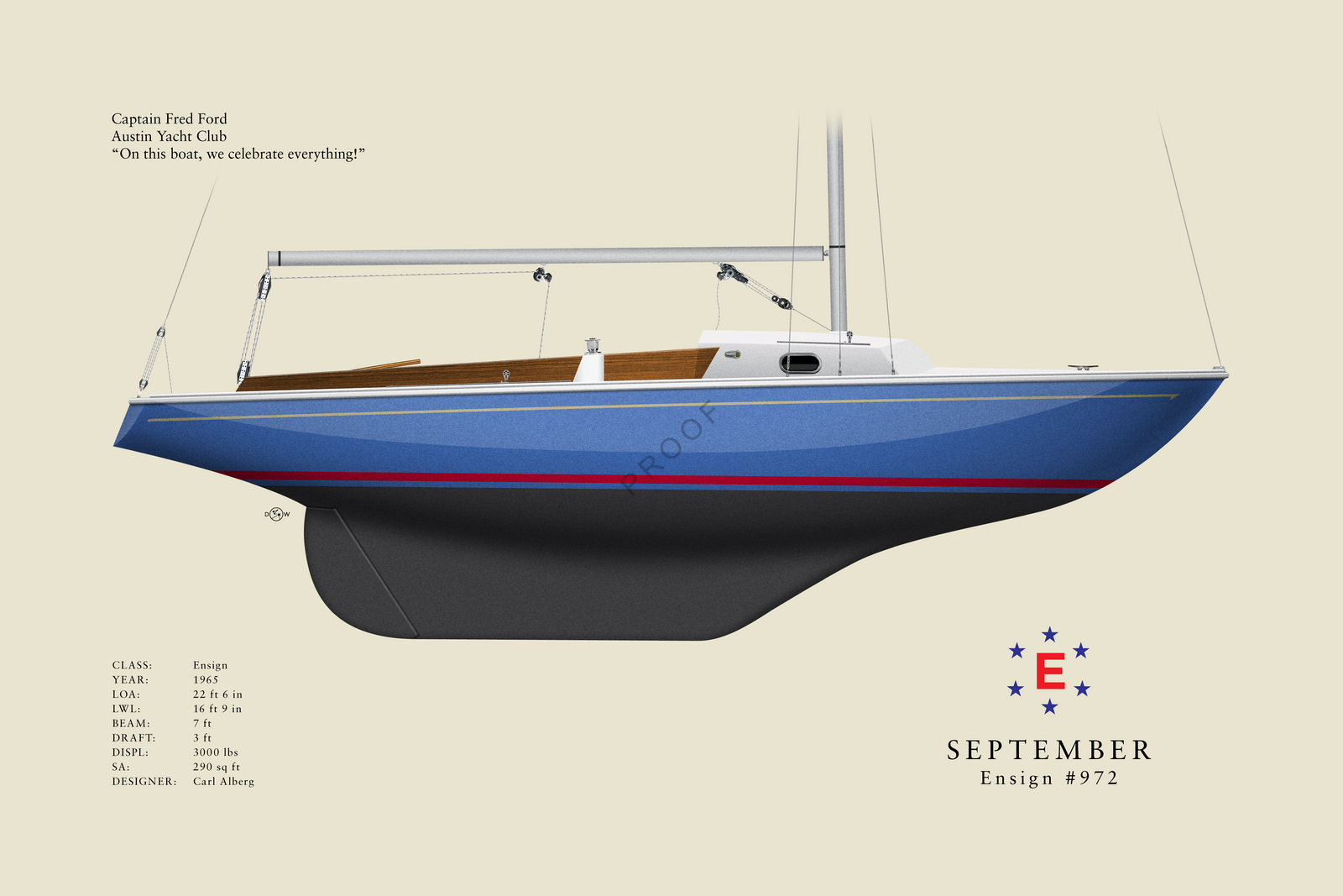 September - Ensign Class - Custom Half Hull Print With Deck Details