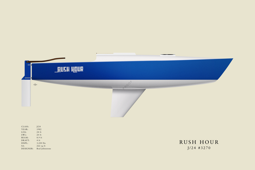 Rush Hour - J/24 - Flush Deck Custom Half Hull Print