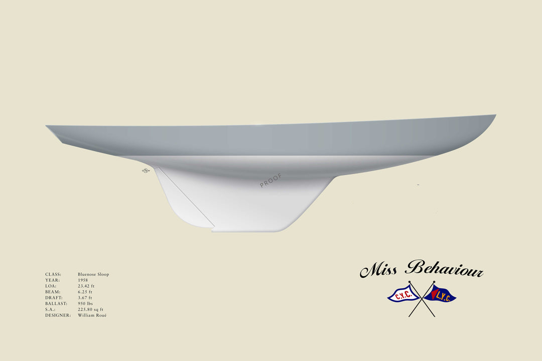 Miss Behaviour - Bluenose Sloop - Flush Deck Custom Half Hull Print