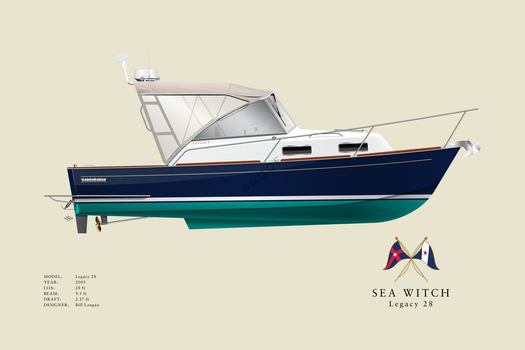 Sea Witch - Legacy 28 - Custom Half Hull Print With Deck Details