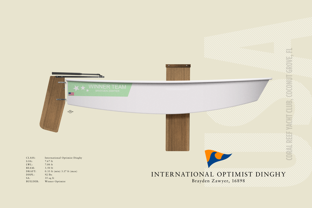 Optimist Dinghy - Flush Deck Custom Half Hull Print