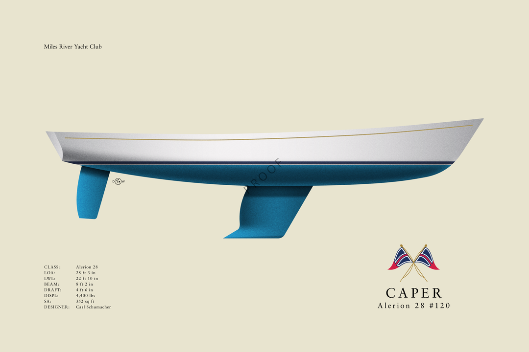 Caper -  Alerion 28 - 2024 Edition Flush Deck Half Hull Print