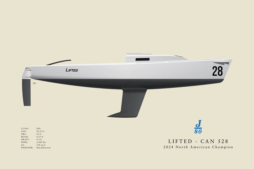 Lifted - J/80 - CAN 528 - Flush Deck Custom Half Hull Print