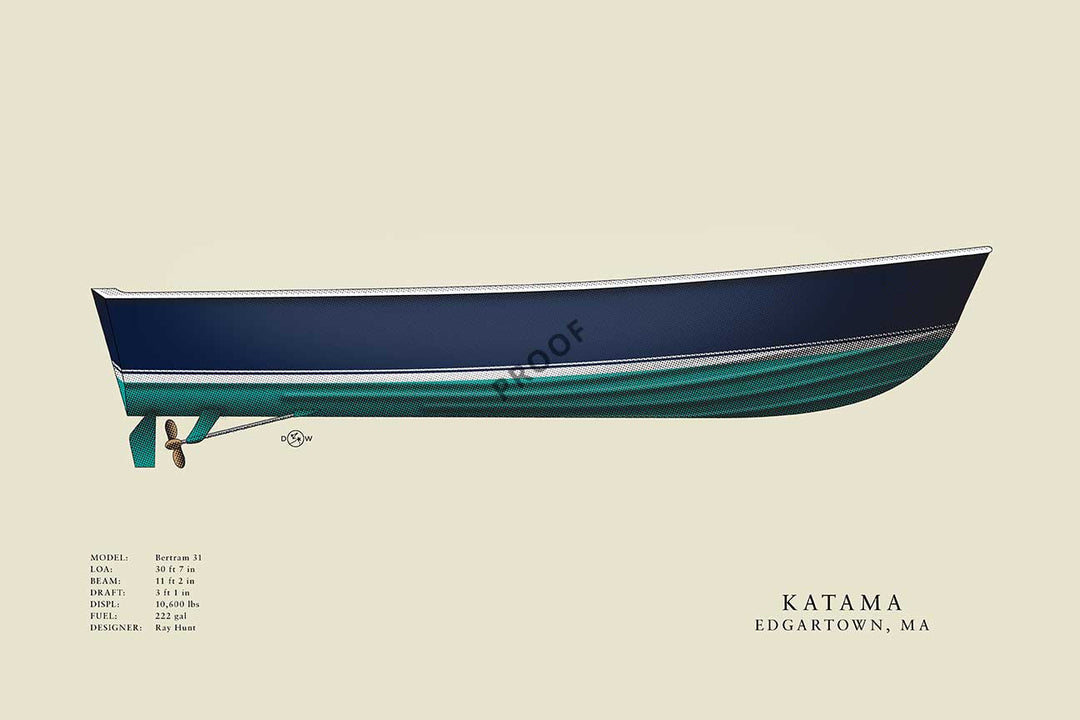 Katama - Betram 31 - Flush Deck Half Hull Print