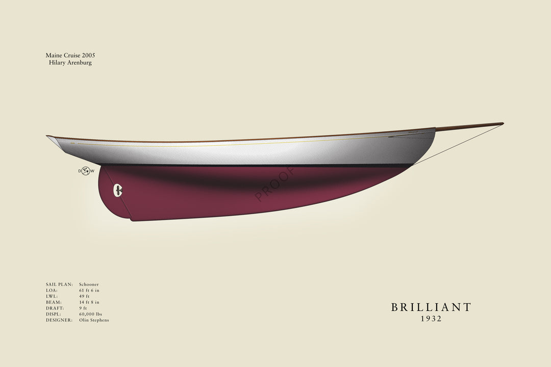 Schooner - Brilliant - Standard Half Hull Print