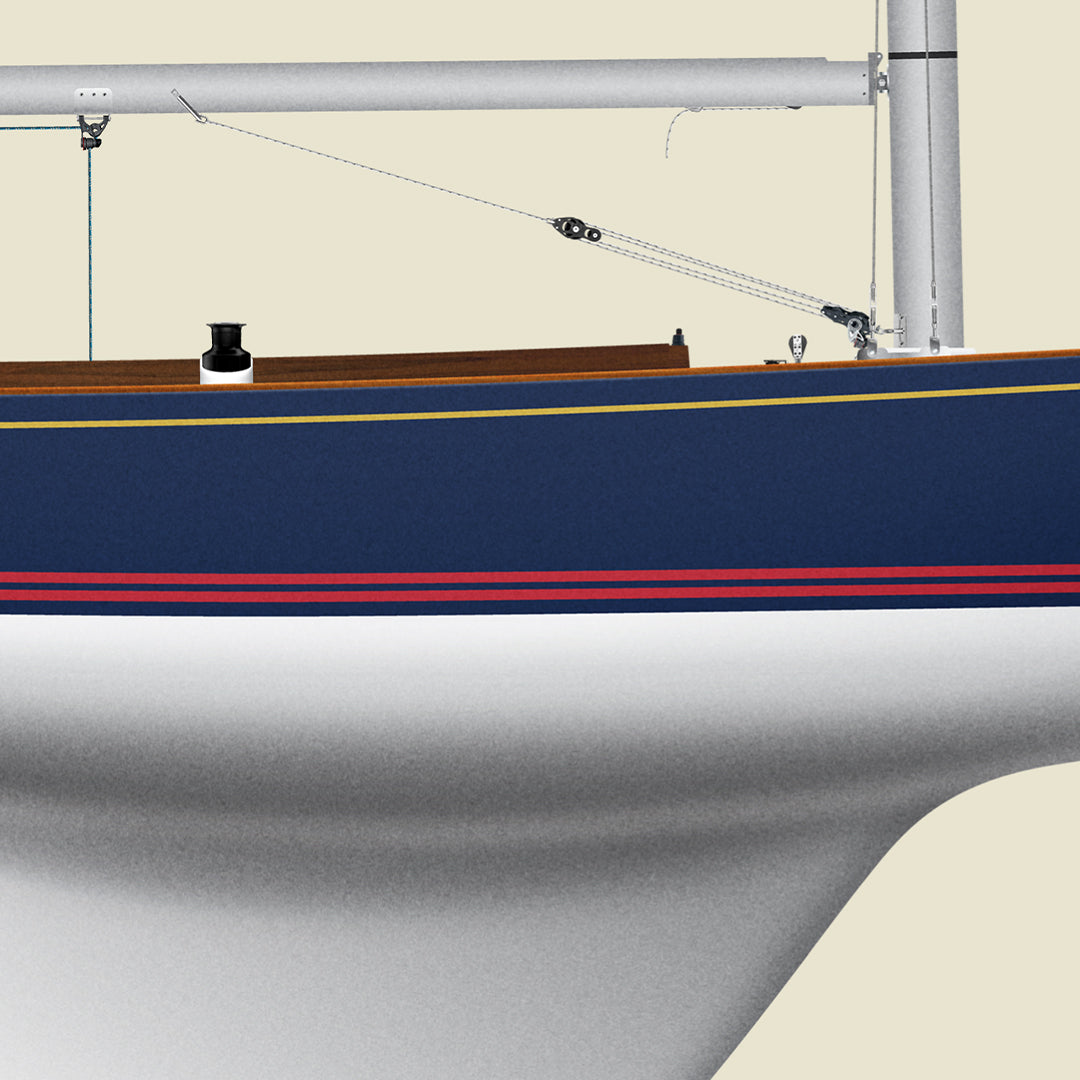 Shields One-Design Custom Half Hull Print
