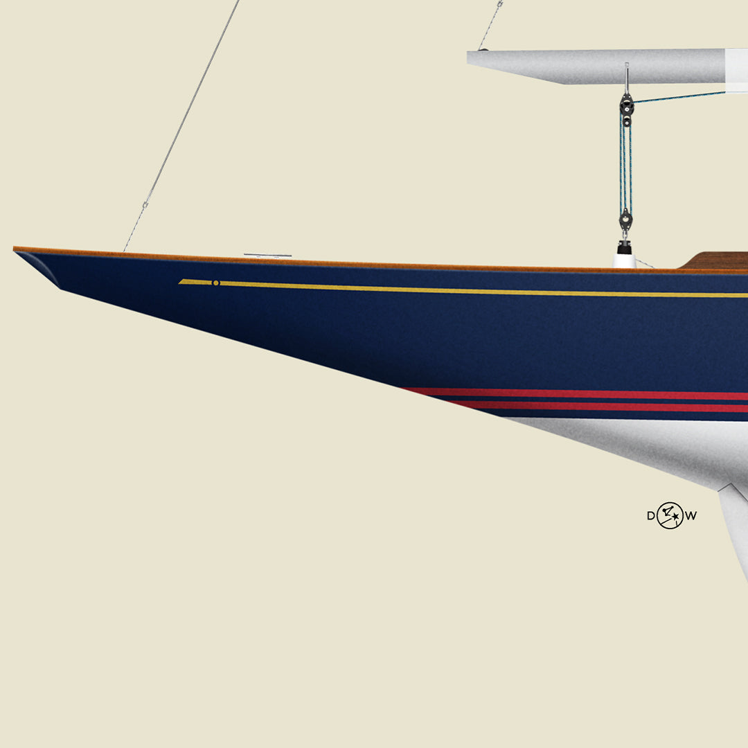 Shields One-Design Custom Half Hull Print