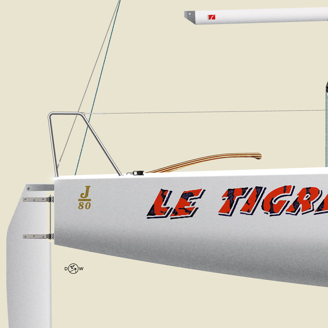 J/80 Custom Half Hull Print
