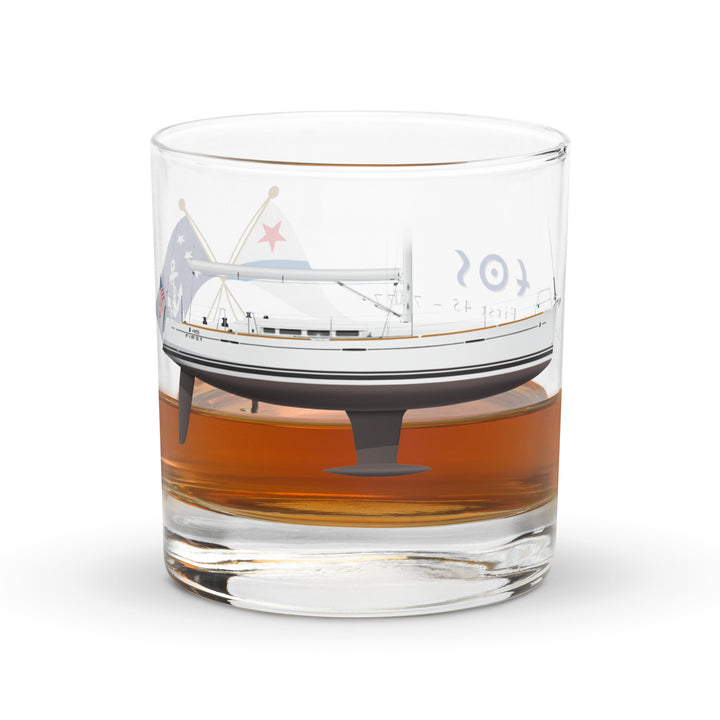 Matching Custom Half Hull Rocks Glass